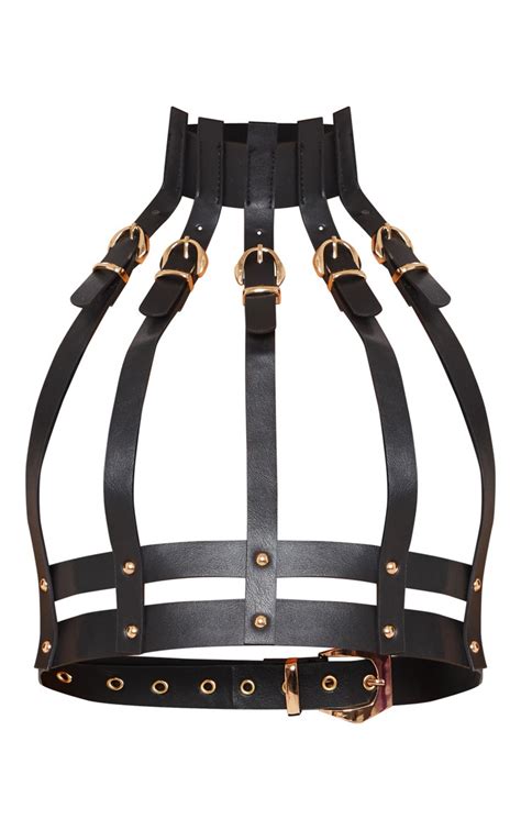 faux leather body harness